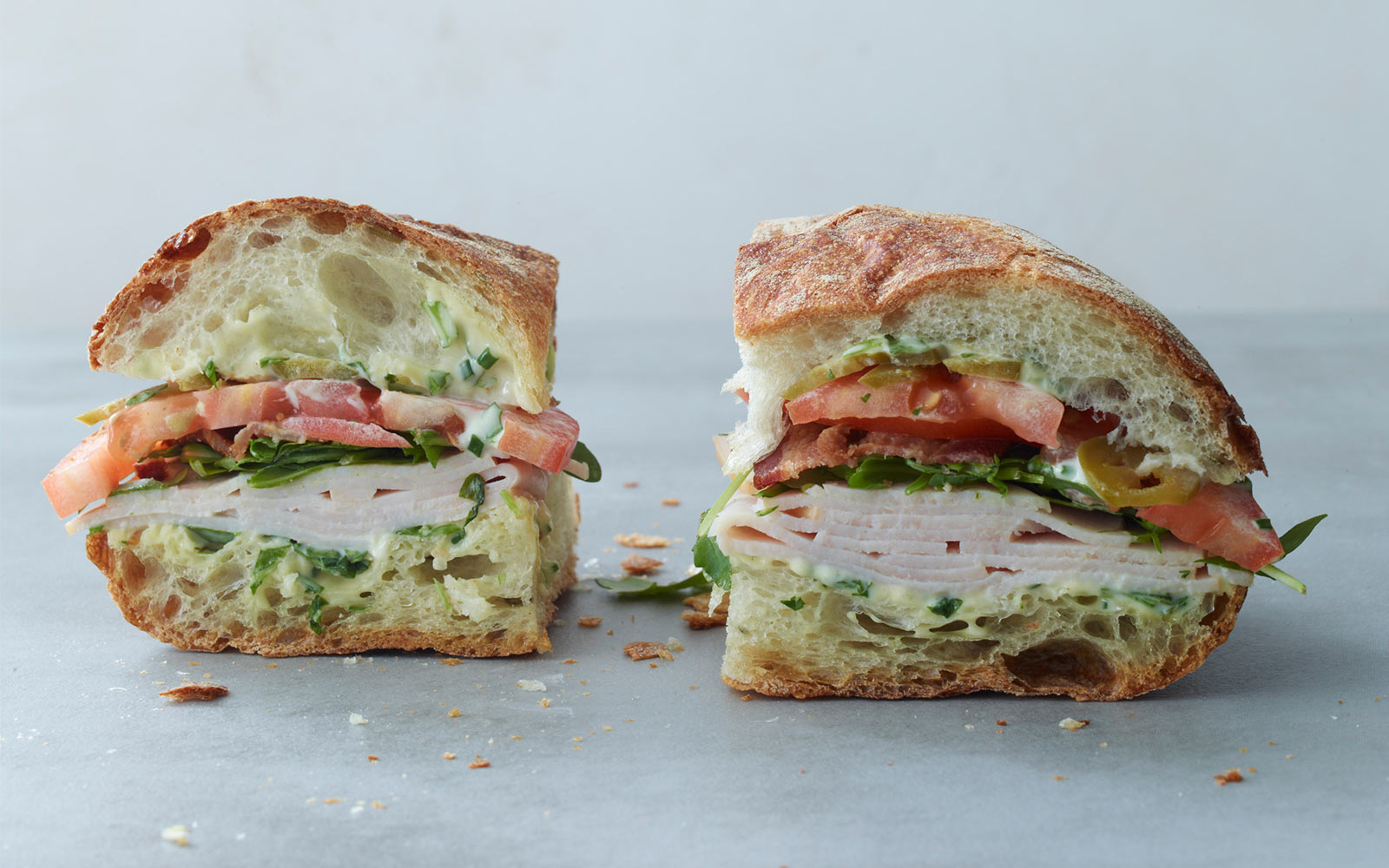 Turkey and Bacon Sandwich with Arugula Mayonnaise